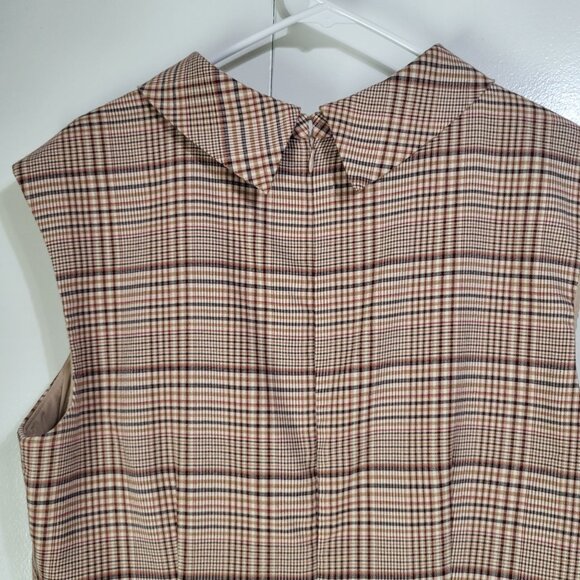 Ann Taylor Factory Plaid Sleeveless Lined Dress Women's SZ 14 Brown - Picture 9 of 11